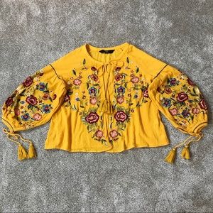 BERSHKA Boho EMBROIDERED Tunic JACKET Top SHIRT S